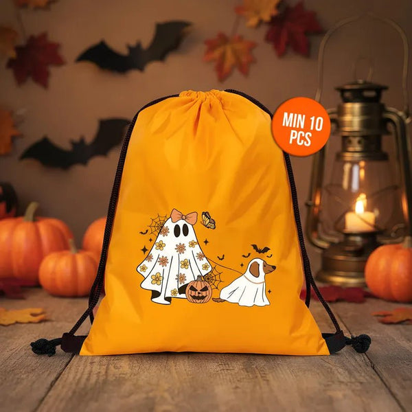 Custom Yellow Halloween Drawstring Backpack – Waterproof Candy Bags with 12 Designs - Pamusan.com