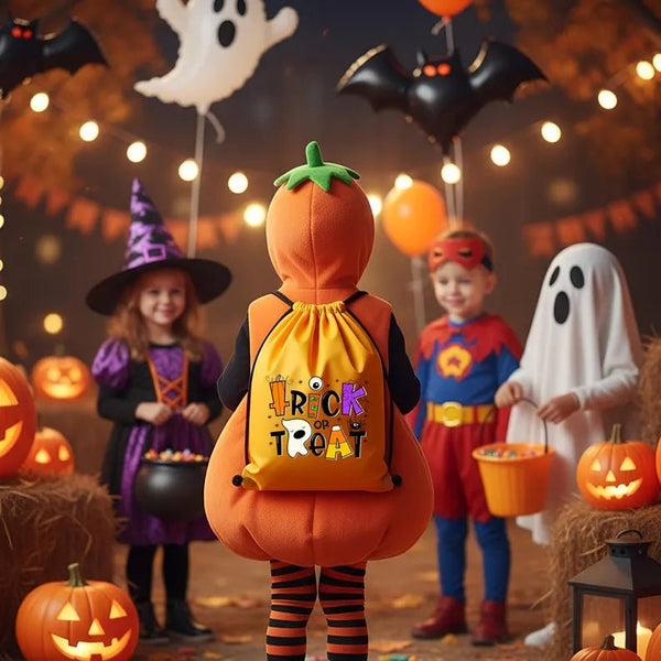 Custom Yellow Halloween Drawstring Backpack – Waterproof Candy Bags with 12 Designs - Pamusan.com