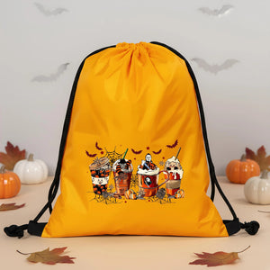 Custom Yellow Halloween Drawstring Backpack – Waterproof Candy Bags with 12 Designs - Pamusan.com