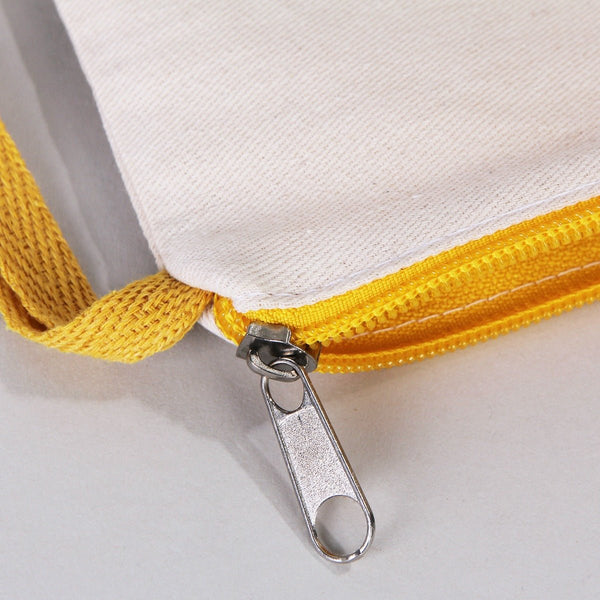Custom Yellow Zippered Clutch Bag – 8"x 6" Cotton Pouch - Pamusan.com