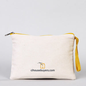Custom Yellow Zippered Clutch Bag – 8"x 6" Cotton Pouch - Pamusan.com