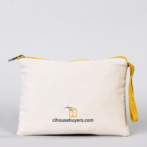 Custom Yellow Zippered Clutch Bag – 8"x 6" Cotton Pouch - Pamusan.com