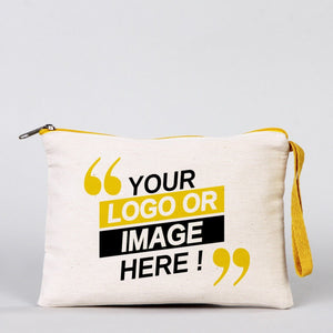 Custom Yellow Zippered Clutch Bag – 8"x 6" Cotton Pouch - Pamusan.com