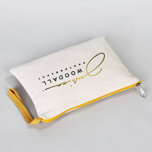 Custom Yellow Zippered Clutch Bag – 8"x 6" Cotton Pouch - Pamusan.com