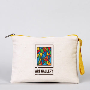 Custom Yellow Zippered Clutch Bag – 8"x 6" Cotton Pouch - Pamusan.com