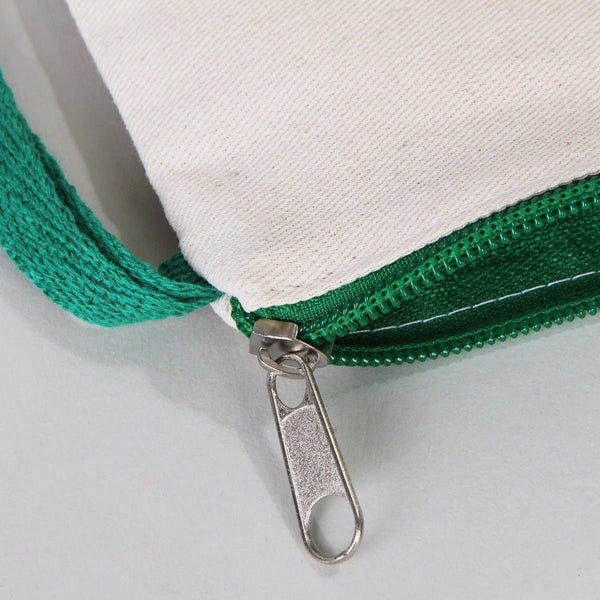 Customizable Cotton Clutch Bag – 8"x6" with Green Zipper - Pamusan.com