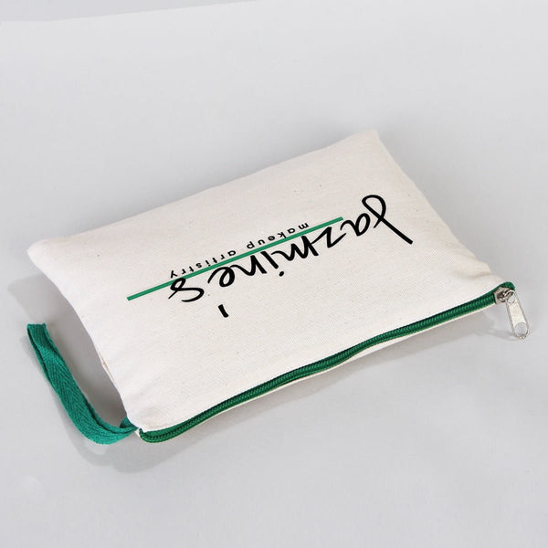 Customizable Cotton Clutch Bag – 8"x6" with Green Zipper - Pamusan.com