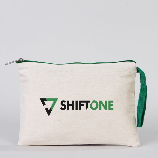 Customizable Cotton Clutch Bag – 8"x6" with Green Zipper - Pamusan.com