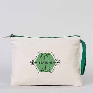 Customizable Cotton Clutch Bag – 8"x6" with Green Zipper - Pamusan.com