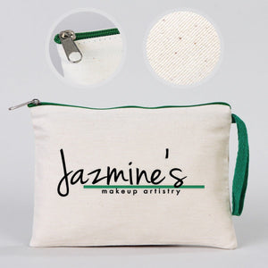 Customizable Cotton Clutch Bag – 8"x6" with Green Zipper - Pamusan.com