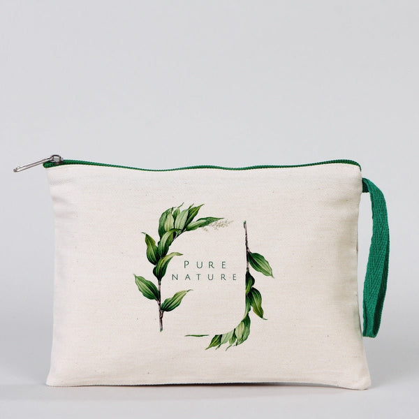 Customizable Cotton Clutch Bag – 8"x6" with Green Zipper - Pamusan.com