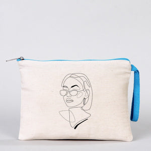 Customizable Cotton Clutch Bag – 8"x6" with Turquoise Zipper - Pamusan.com