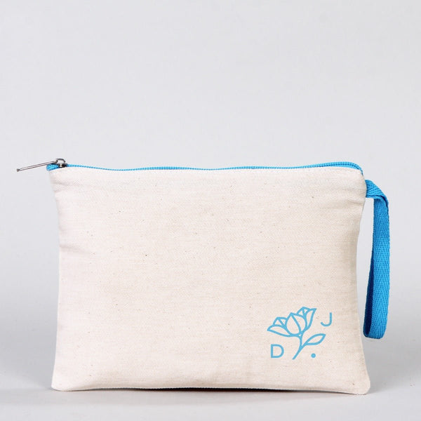 Customizable Cotton Clutch Bag – 8"x6" with Turquoise Zipper - Pamusan.com
