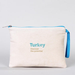 Customizable Cotton Clutch Bag – 8"x6" with Turquoise Zipper - Pamusan.com