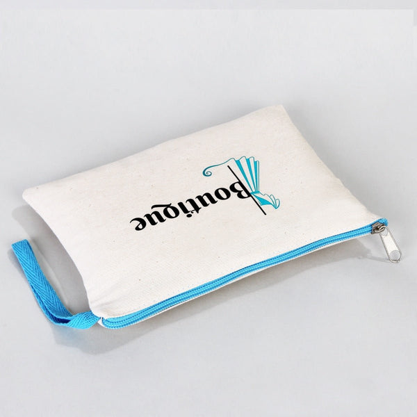 Customizable Cotton Clutch Bag – 8"x6" with Turquoise Zipper - Pamusan.com