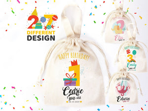 Customized Pouch Bags - Pouch Bags 6"W x 8 "H (15.5cm x 20cm) - Personalized Custom Name Birthday Favor Bags 27 Different Designs - Pamusan.com