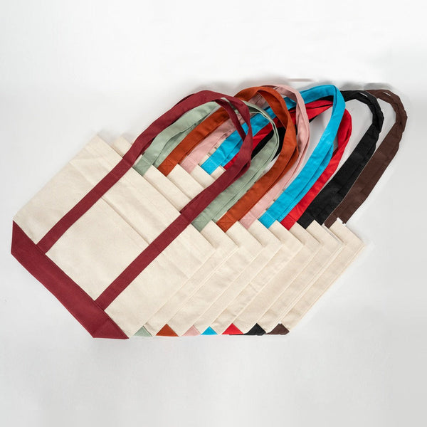 Canvas tote bags with colored handles – 8 handle colors including dark brown - Pamusan.com