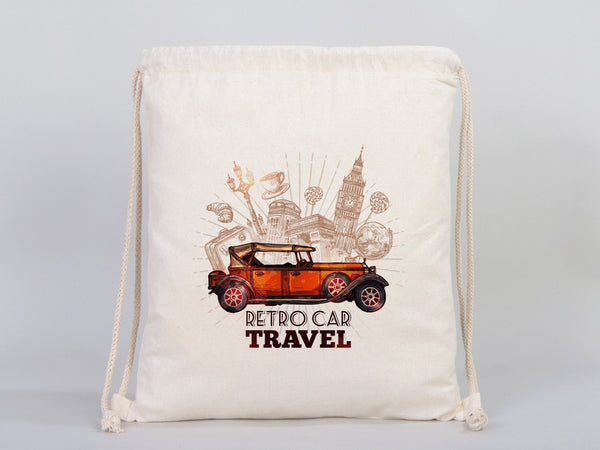 Drawstring Backpack- Material: 8oz Canvas - Personalized Cotton Drawstring Bags - Pamusan.com