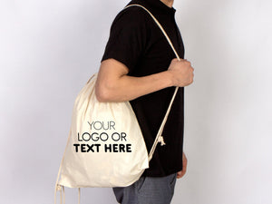 Drawstring Backpack- Material: 8oz Canvas - Personalized Cotton Drawstring Bags - Pamusan.com
