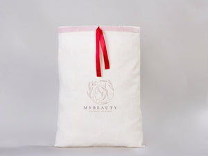 Personalized Drawstring Pouches with Red Ribbon - 12"W x 16"H (30 x 40 cm) — personalized view | Pamusan