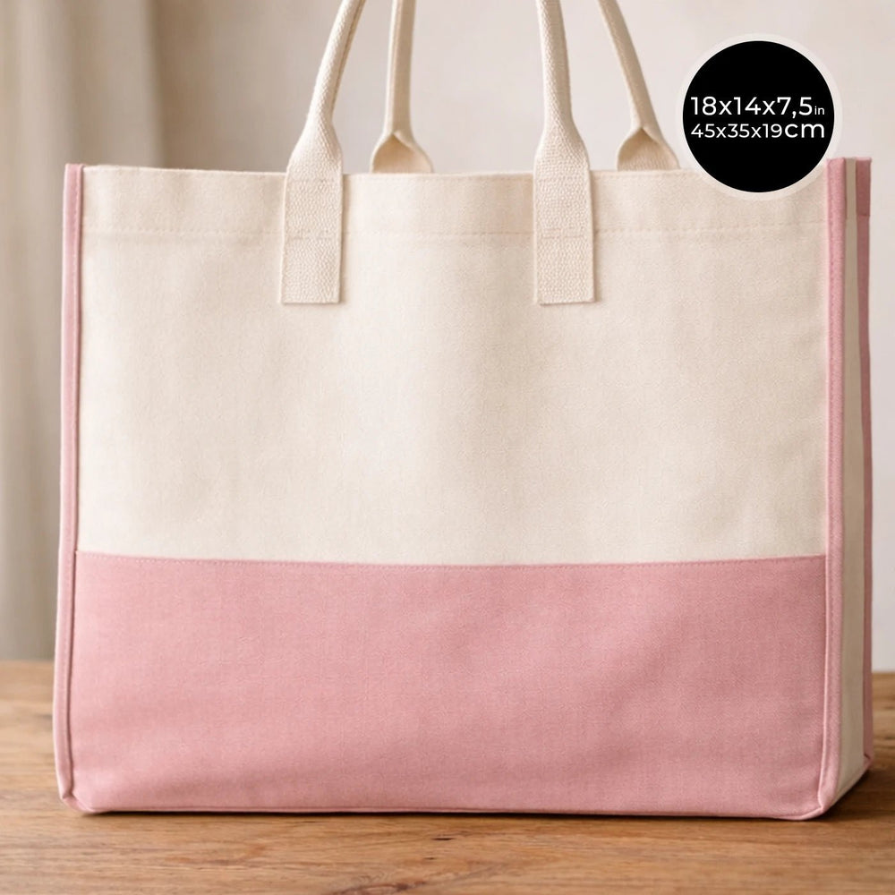 Elite Large Canvas Tote Bag – Pink Shopping & Beach Bag with Pocket, Durable 390gsm Cotton - Pamusan.com
