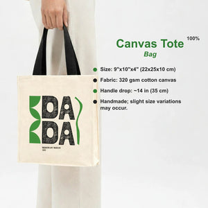 Custom canvas tote bag 9"x10"x4" detail of self-fabric handle attachment