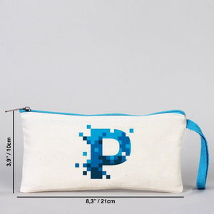 Fabric Pencil Case 8" W x 4" H - Turquoise Zippered (Customize) - Pamusan.com