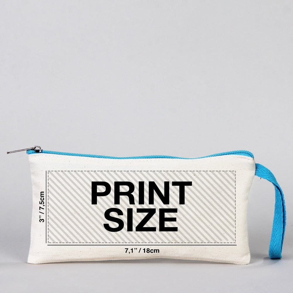 Fabric Pencil Case 8" W x 4" H - Turquoise Zippered (Customize) - Pamusan.com