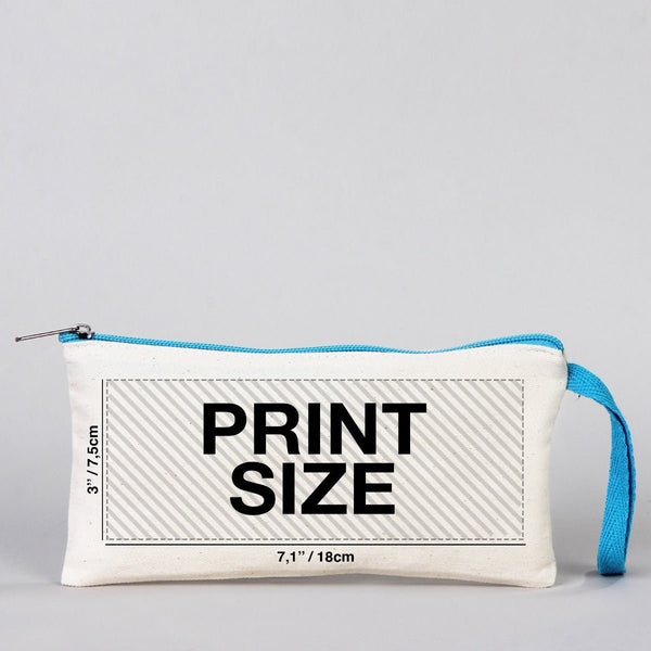 Fabric Pencil Case 8" W x 4" H - Turquoise Zippered (Customize) - Pamusan.com