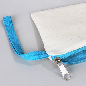 Fabric Pencil Case 8" W x 4" H - Turquoise Zippered (Customize) - Pamusan.com