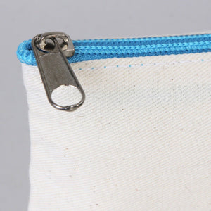 Fabric Pencil Case 8" W x 4" H - Turquoise Zippered (Customize) - Pamusan.com