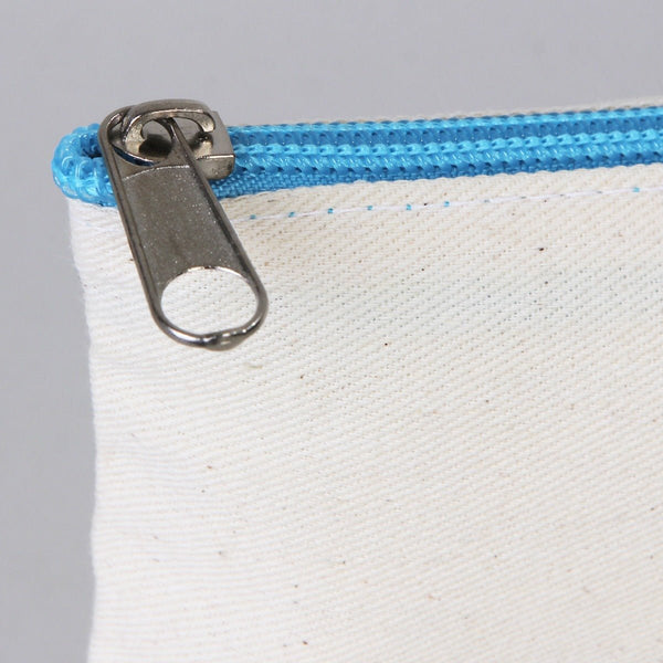 Fabric Pencil Case 8" W x 4" H - Turquoise Zippered (Customize) - Pamusan.com