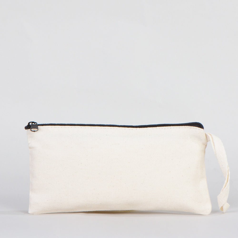 Fabric Pencil Case – 8"x4" Blank Natural Cotton Zippered Pouch - Pamusan.com