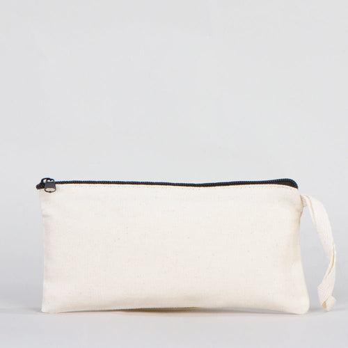 Fabric Pencil Case – 8"x4" Blank Natural Cotton Zippered Pouch - Pamusan.com