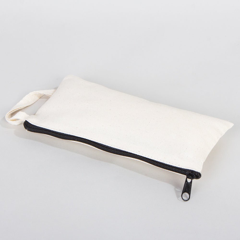 Fabric Pencil Case – 8"x4" Blank Natural Cotton Zippered Pouch - Pamusan.com