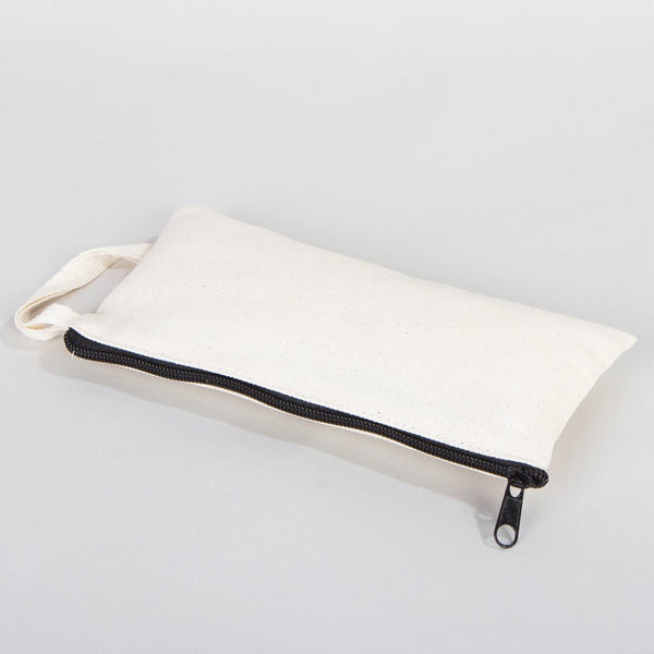 Fabric Pencil Case – 8"x4" Blank Natural Cotton Zippered Pouch - Pamusan.com