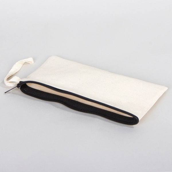 Fabric Pencil Case – 8"x4" Blank Natural Cotton Zippered Pouch - Pamusan.com