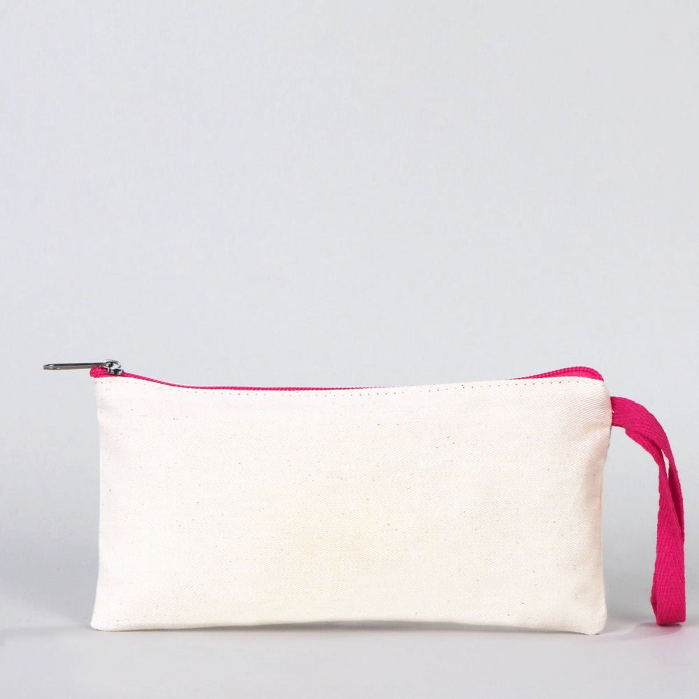 Fabric Pencil Case – 8"x4" Fuchsia Zippered Cotton Pouch (Blank) - Pamusan.com