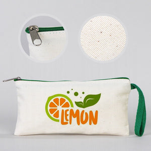 Fabric Pencil Case – 8"x4" Green Zippered (Customizable) - Pamusan.com