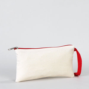 Fabric Pencil Case – 8"x4" Red Zippered Cotton Pouch (Blank) - Pamusan.com