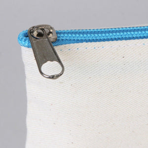 Fabric Pencil Case – 8"x4" Turquoise Zippered Cotton Pouch - Pamusan.com