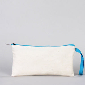 Fabric Pencil Case – 8"x4" Turquoise Zippered Cotton Pouch - Pamusan.com