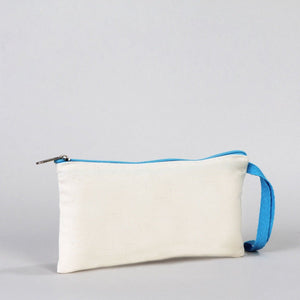Fabric Pencil Case – 8"x4" Turquoise Zippered Cotton Pouch - Pamusan.com