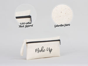 Fabric Pencil Case – 8"x4" White Cotton Front Zippered Pouch (Blank) - Pamusan.com