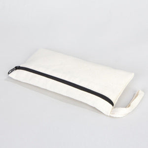 Fabric Pencil Case – 8"x4" White Cotton Front Zippered Pouch (Blank) - Pamusan.com