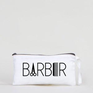 Fabric Pencil Case – 8"x4" White Cotton with Black Zipper (Personalized) - Pamusan.com