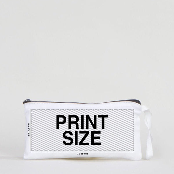 Fabric Pencil Case – 8"x4" White Cotton with Black Zipper (Personalized) - Pamusan.com