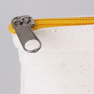 Fabric Pencil Case – 8"x4" Yellow Zippered Cotton Pouch (Blank) - Pamusan.com