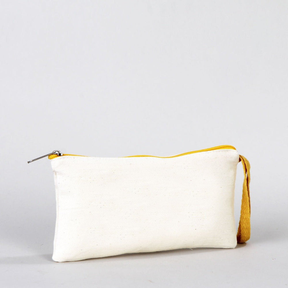 Fabric Pencil Case – 8"x4" Yellow Zippered Cotton Pouch (Blank) - Pamusan.com