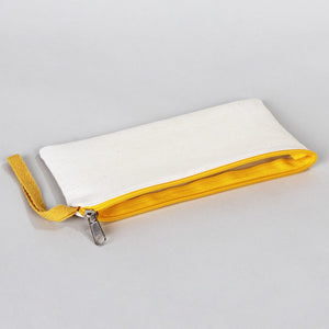 Fabric Pencil Case – 8"x4" Yellow Zippered Cotton Pouch (Personalized) - Pamusan.com